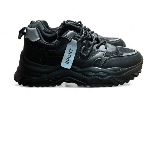 Fashion Sport Men's Athletic Black & Gray Sport Sneakers, Size 12, New - Picture 5 of 9